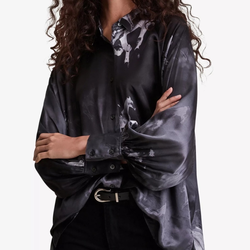 All Saints Oana Horse Print Shirt 10